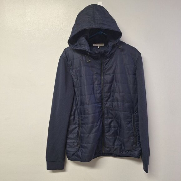 Vince Camuto Blue Jacket Full Zip Mens Large Hooded Pockets Hiking Camp Outdoors - Picture 12 of 12